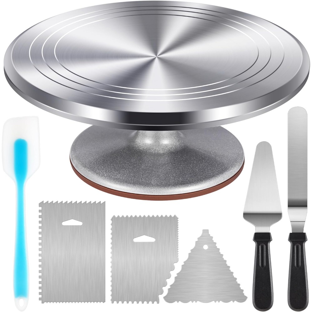 Cake Decorating Turntable - Aluminium taartdraaitafelset met draaibare taartstandaard voor