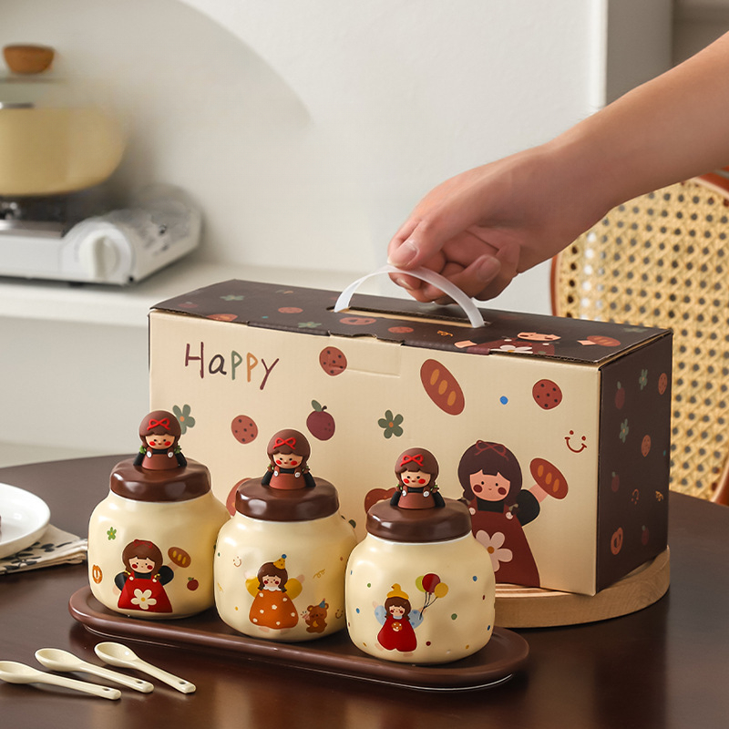 Korean Kitchen Gadgets - Huishoudelijke keramische kruidenpotten combinatie set MSG