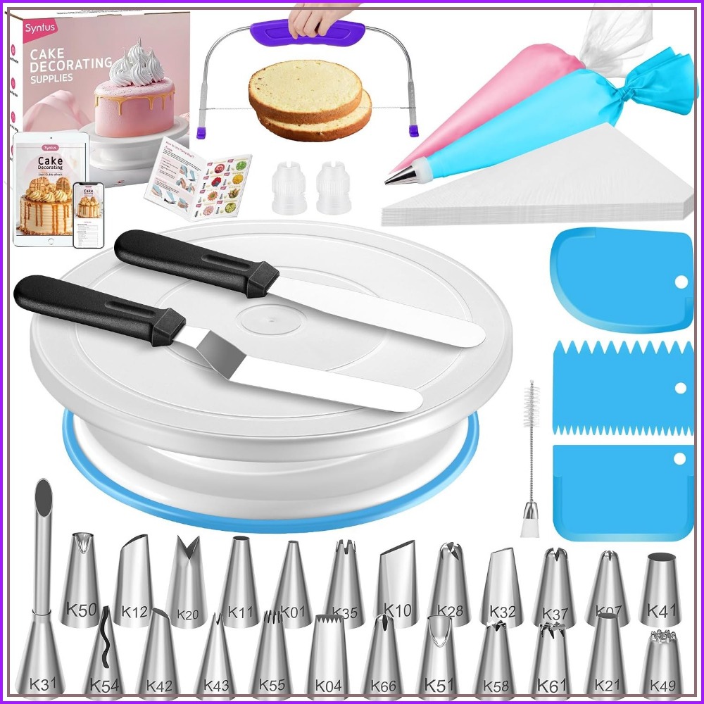 Cake Decorating Turntable - 65-delige taartdecoratieset met draaiplateau, spuitzakken &