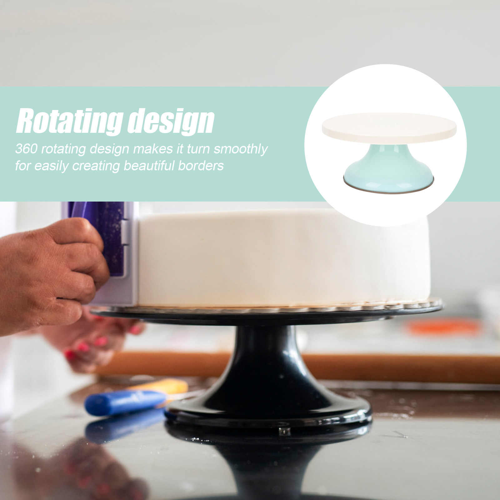Cake Decorating Turntable - Handmatige taartdraaitafel met antislipbasis, 360 graden