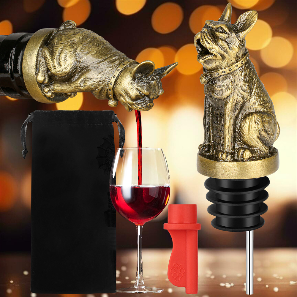 Quality Kitchen Gadgets - Leuke Franse Bulldog Wijn Pouer Flessenstop