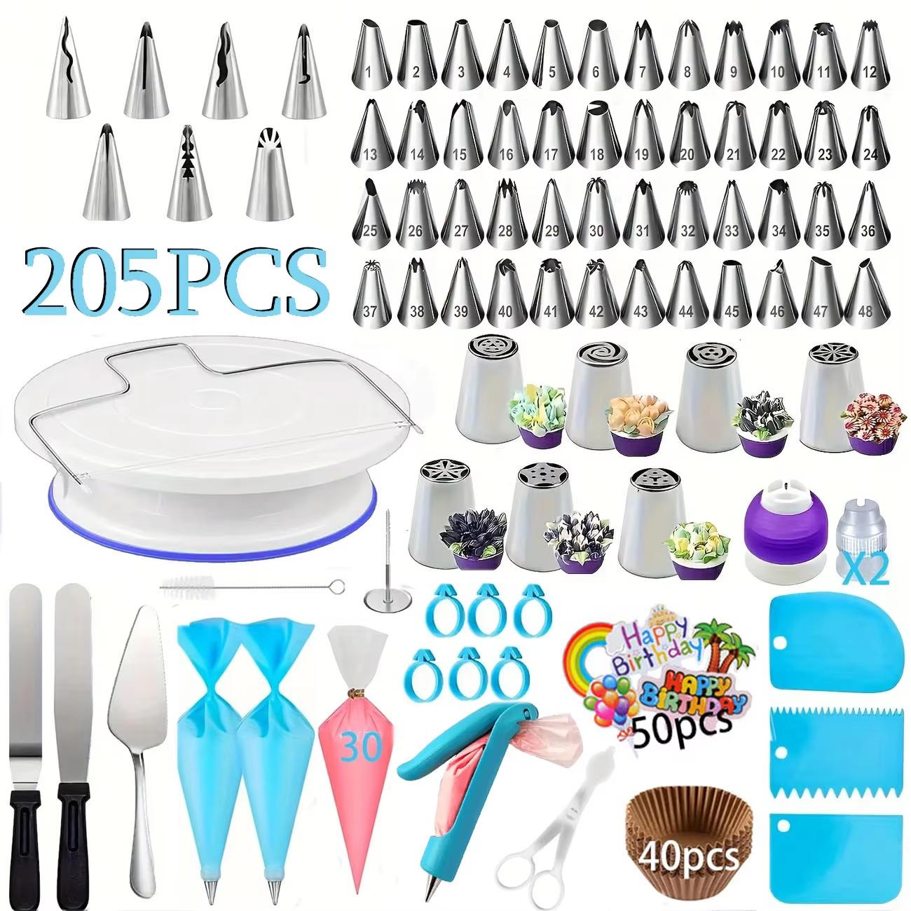 Cake Decorating Turntable - Taartdecoratieset met 205-delige draaibare decoratieplateau, decoratiegereedschapset
